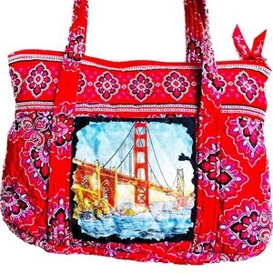 Vera Bradley shoulder bag with a San Francisco bridge motif appliqué GUC